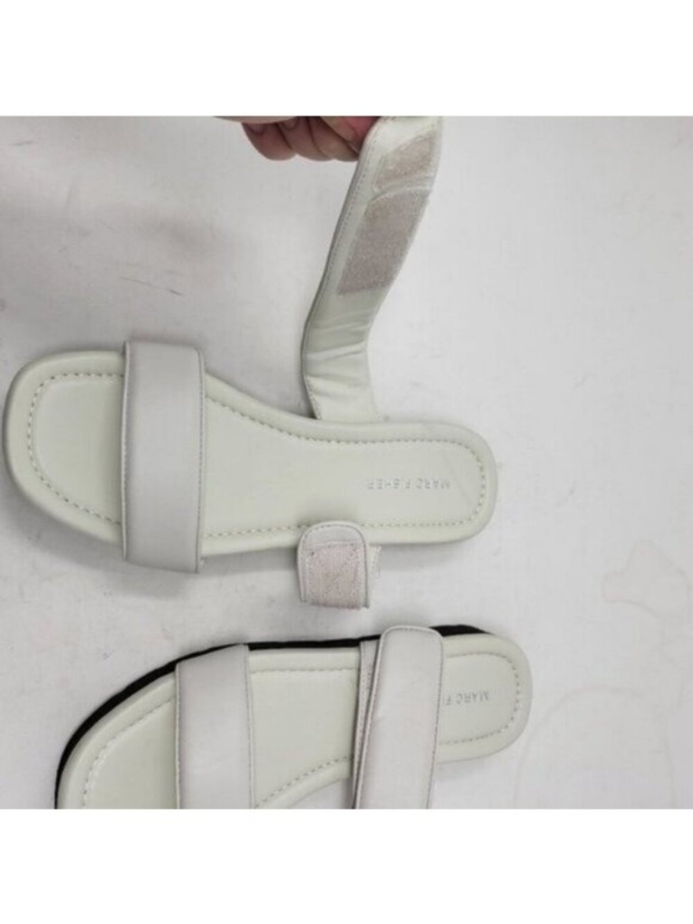 Marc Fisher | Double Strap Cushioned Kina Round Toe Platform Sandals White Gray - Picture 10 of 11